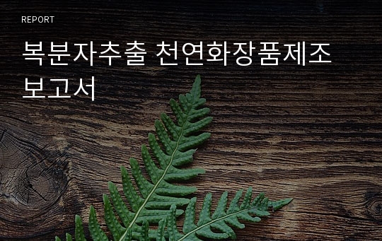 복분자추출 천연화장품제조 보고서