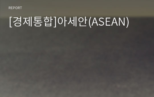 [경제통합]아세안(ASEAN)