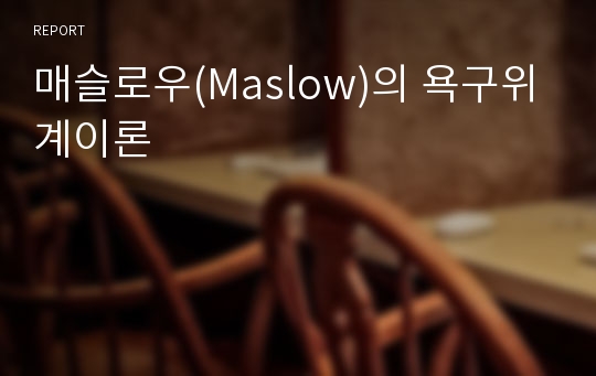 매슬로우(Maslow)의 욕구위계이론