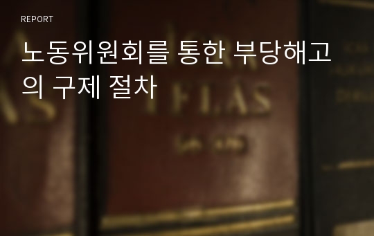 노동위원회를 통한 부당해고의 구제 절차