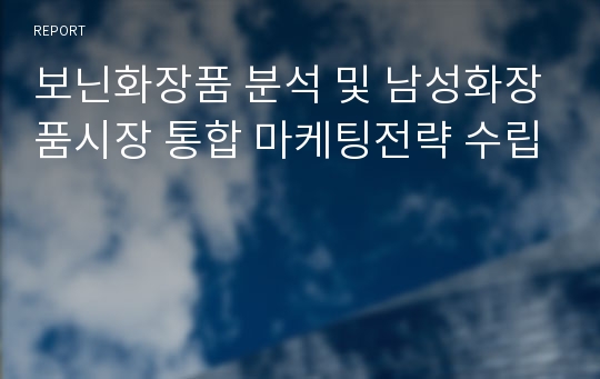 보닌화장품 분석 및 남성화장품시장 통합 마케팅전략 수립