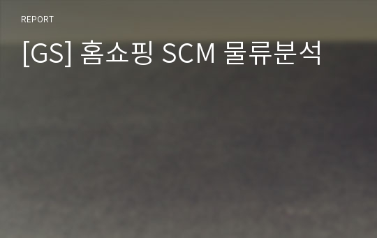 [GS] 홈쇼핑 SCM 물류분석