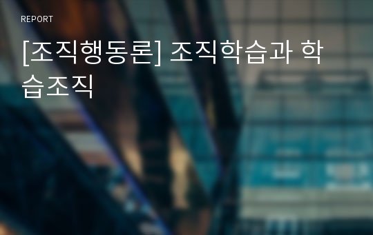 [조직행동론] 조직학습과 학습조직