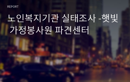 노인복지기관 실태조사 -햇빛 가정봉사원 파견센터