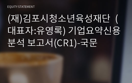 (재)김포시청소년재단 기업요약신용분석 보고서(CR1)-국문