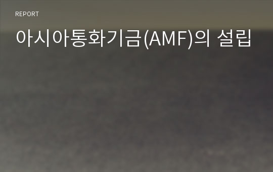 아시아통화기금(AMF)의 설립