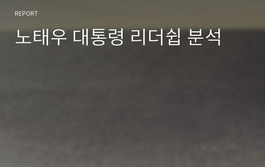 노태우 대통령 리더쉽 분석