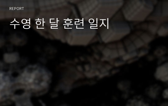 수영 한 달 훈련 일지