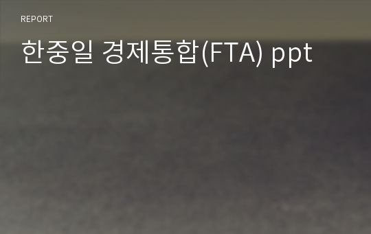 한중일 경제통합(FTA) ppt