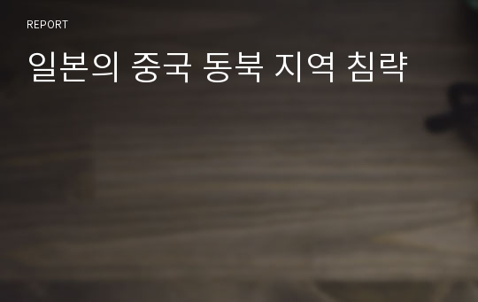 일본의 중국 동북 지역 침략