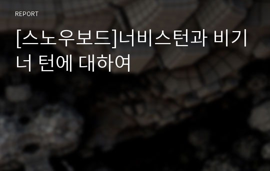 [스노우보드]너비스턴과 비기너 턴에 대하여