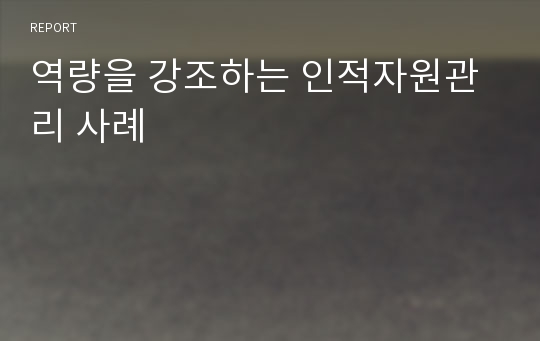 역량을 강조하는 인적자원관리 사례