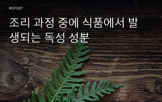 조리 과정 중에 식품에서 발생되는 독성 성분