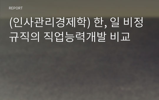 (인사관리경제학) 한, 일 비정규직의 직업능력개발 비교