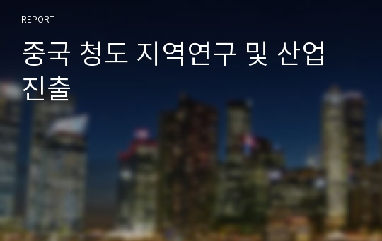 중국 청도 지역연구 및 산업진출