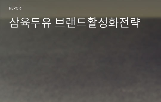 삼육두유 브랜드활성화전략