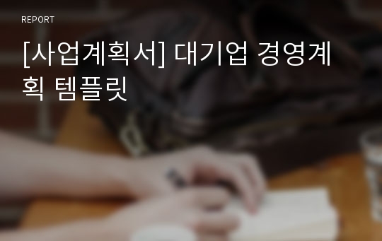 [사업계획서] 대기업 경영계획 템플릿