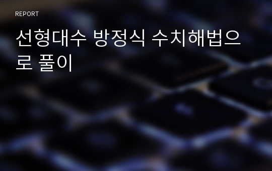 선형대수 방정식 수치해법으로 풀이