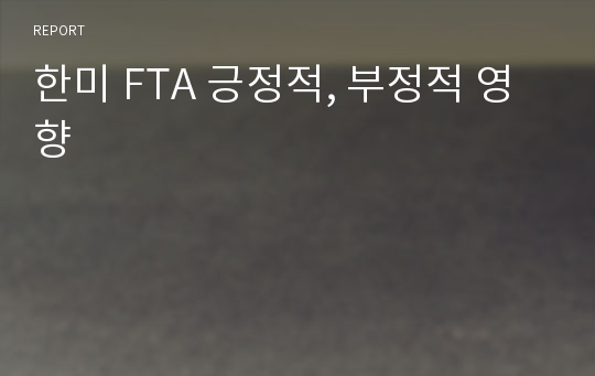 한미 FTA 긍정적, 부정적 영향