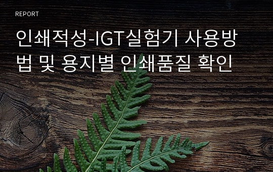 인쇄적성-IGT실험기 사용방법 및 용지별 인쇄품질 확인