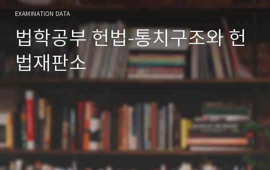 법학공부 헌법-통치구조와 헌법재판소