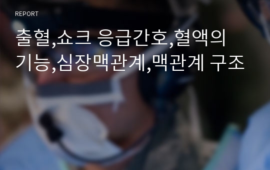 출혈,쇼크 응급간호,혈액의 기능,심장맥관계,맥관계 구조