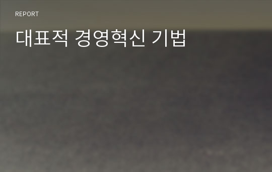 대표적 경영혁신 기법