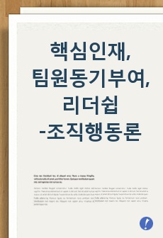 핵심인재, 팀원동기부여, 리더쉽 - 조직행동론