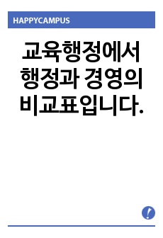 교육행정에서 행정과 경영의 비교표입니다.