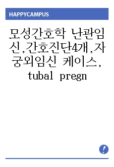 모성간호학 난관임신,간호진단4개,자궁외임신 케이스, tubal pregnancy case study, 난관임신 간호진단, 간호과정, 간호수행, OBGY, 여성건강간호학