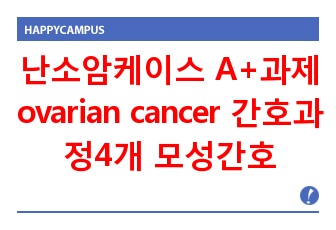 난소암케이스 A+과제 ovarian cancer 간호과정4개 모성간호 여성간호 실습케이스