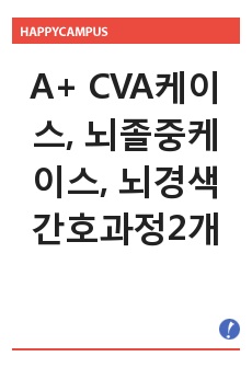 CVA케이스, 뇌졸중케이스, 뇌경색케이스 간호과정2개 A+ 자료, 신경과케이스