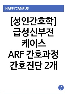 [성인간호학] 성인간호학실습, 급성신부전환자 케이스, 중환자실, Case study, 간호과정, 간호진단 2개, A+