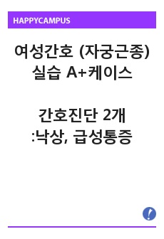 여성간호학 실습 CASE STUDY 자궁근종(간호과정: 낙상위험성, 급성 통증)