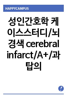 성인간호학 케이스스터디/뇌경색 cerebral infarct/A+/과탑의 케이스/간호학과/실습/사례연구