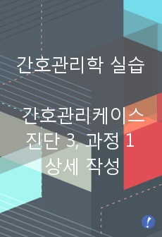 간호 관리학 실습 - 간호 관리 진단, 간호 관리 과정(진단 3개 과정 1개 - 부적절한 질적간호, 열악한 업무환경, 비효과적 자원관리), 간호 관리 가상케이스