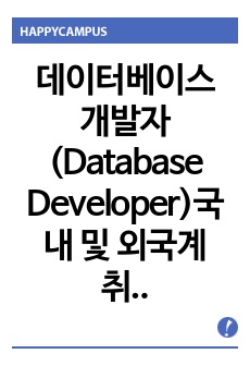 데이터베이스 개발자(Database Developer)국내 및 외국계 취업 및 이직 합격을 부르는 영문이력서 및 자소서 핵심 문장(한국어 포함)