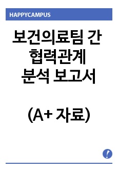 보건의료팀 간 협력관계 분석 보고서(A+ 자료)