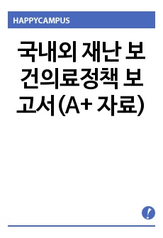 국내외 재난 보건의료정책 보고서(A+ 자료)