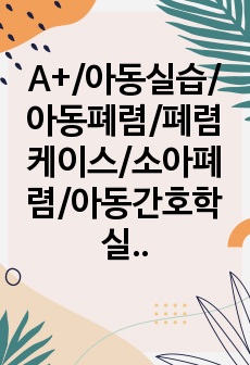 A+/아동실습/아동폐렴/폐렴케이스/소아폐렴/아동간호학실습/간호진단5/간호과정3