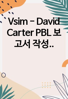 Vsim - David Carter PBL 보고서 작성, 간호 진단 3개, 간호 계획(교육,치료,태도측면) 작성