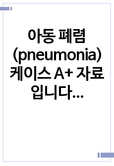 아동 폐렴(pneumonia) 케이스 A+ 자료입니다. (간호진단 10개, 간호과정 2개)