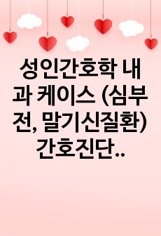 성인간호학 내과 케이스 (심부전, 말기신질환) 간호진단 3개 중재 각(9개 7개 7개)