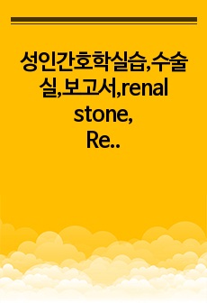 성인간호학실습,수술실,보고서,renal stone,Retrograde intrarenal Surgery_요관경수술_결석제거술