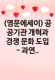 (영문에세이) 공공기관 개혁과 경쟁 문화 도입 - 과연 만능해결책인가 (5C 전략을 중심으로)