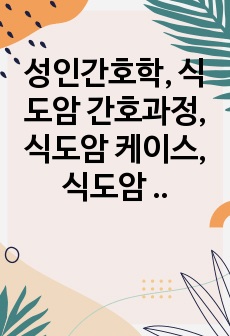 성인간호학, 식도암 간호과정, 식도암 케이스, 식도암 case study, 식도암 항암 간호과정, 항암화학요법 간호과정