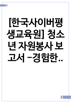 [한국사이버평생교육원] 청소년 자원봉사 보고서 -경험한 자원봉사 사례를 중심으로-