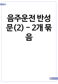 음주운전 반성문(2) - 2개 묶음