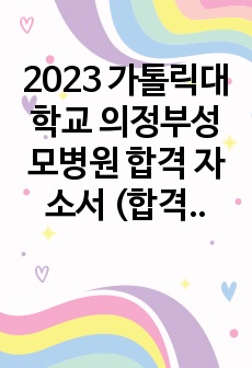 2023 가톨릭대학교 의정부성모병원 합격 자소서 (합격인증, 스펙있음)