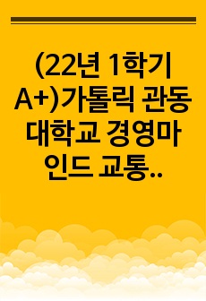 (22년 1학기 A+)가톨릭 관동대학교 경영마인드 교통혁신 12주차 과제 - 혼잡 통행료